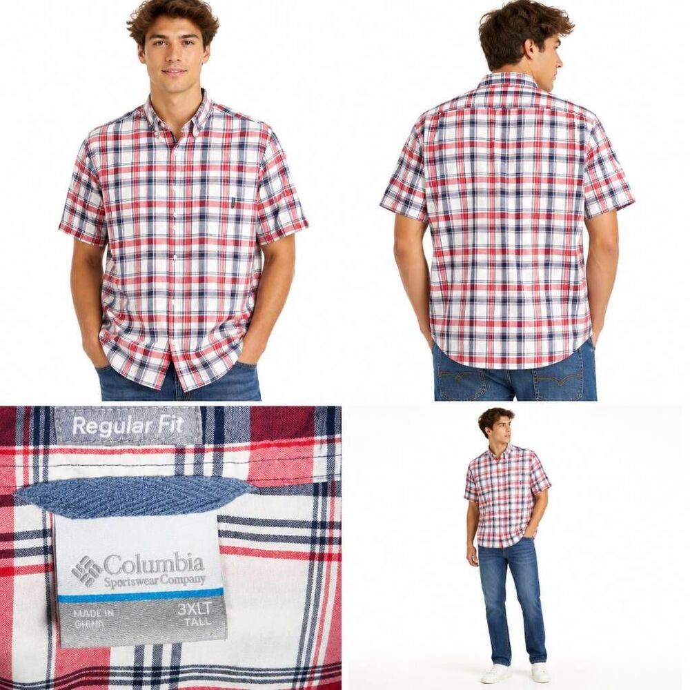 Columbia Sportswear Plaid Button Up Shirt Men’s 3XT Short Sleeve